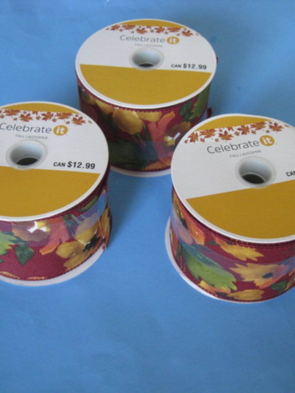 NWT Lot of 3 Celebrate It Wired Ribbon Fall Colors